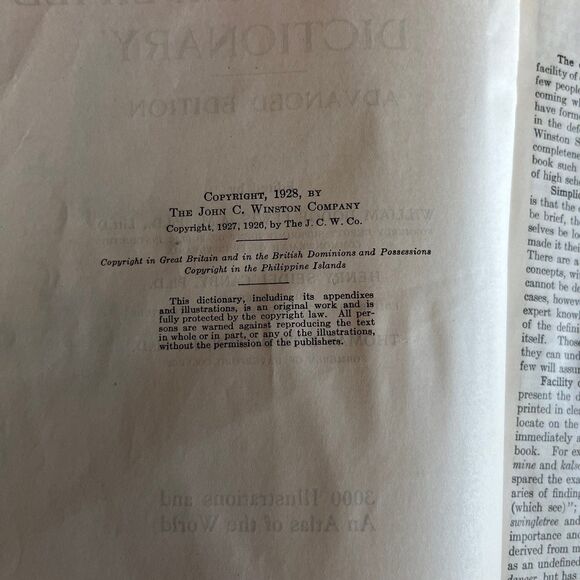 1928 Vintage Book: The Winston Simplified Dictionary. Advanced Edition. - Picture 4 of 12